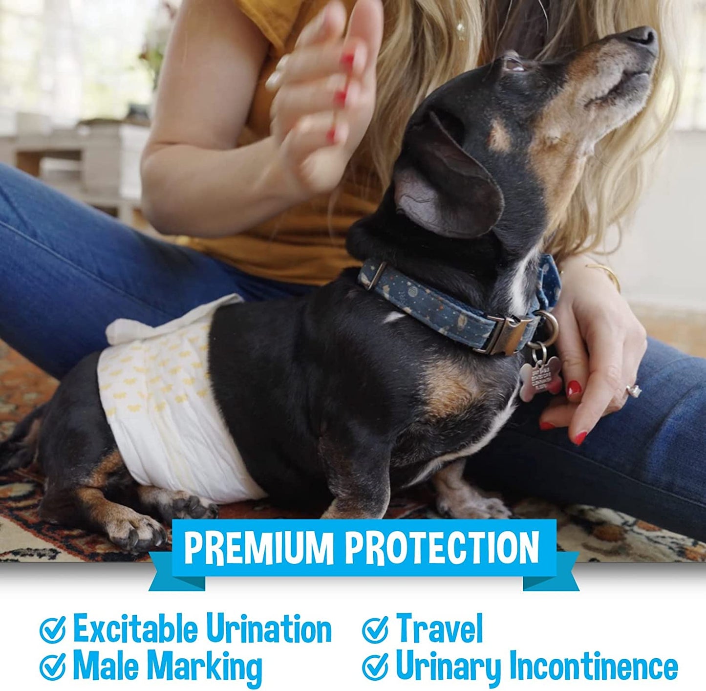 20 Count Disposable Male Dog Diapers - Adjustable Fit, Comfortable Design, Advanced Moisture Control, and Wetness Indicator