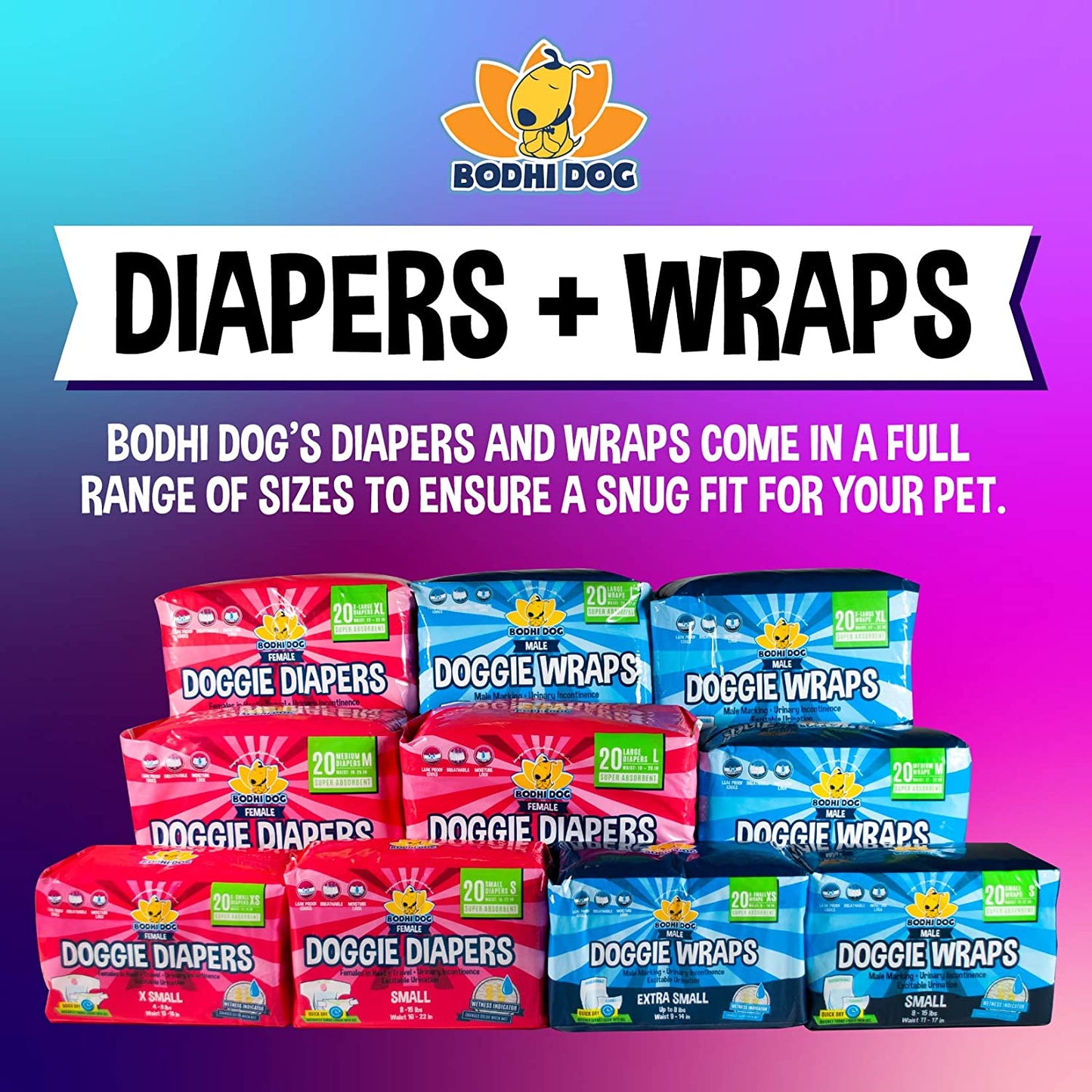 20 Count Disposable Male Dog Diapers - Adjustable Fit, Comfortable Design, Advanced Moisture Control, and Wetness Indicator