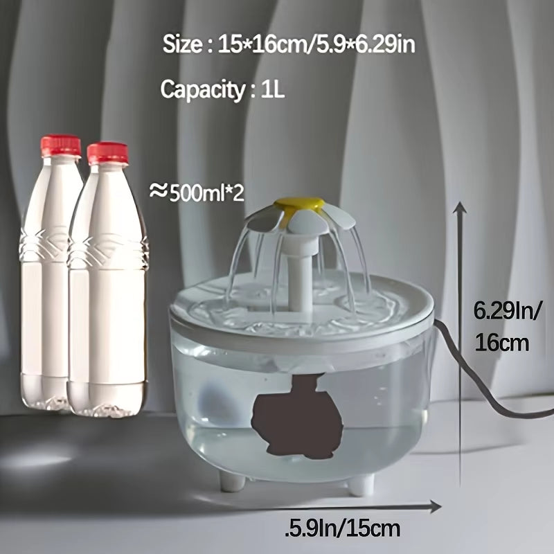 Automatic USB Electric Pet Water Fountain with Filter - 1L Cat Drinking Dispenser
