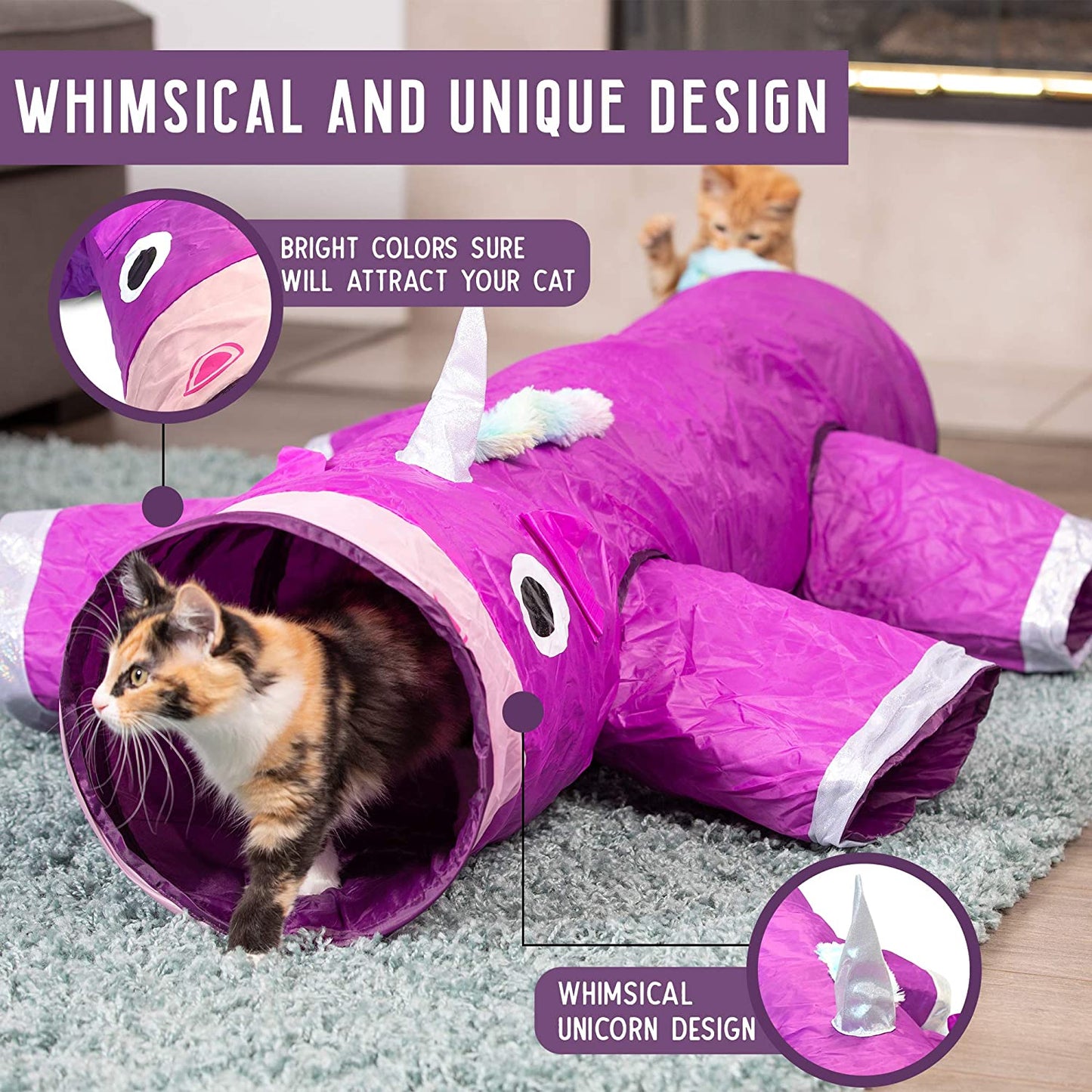 Magic Mewnicorn Multi Tunnel Toy with Crinkle Feather String