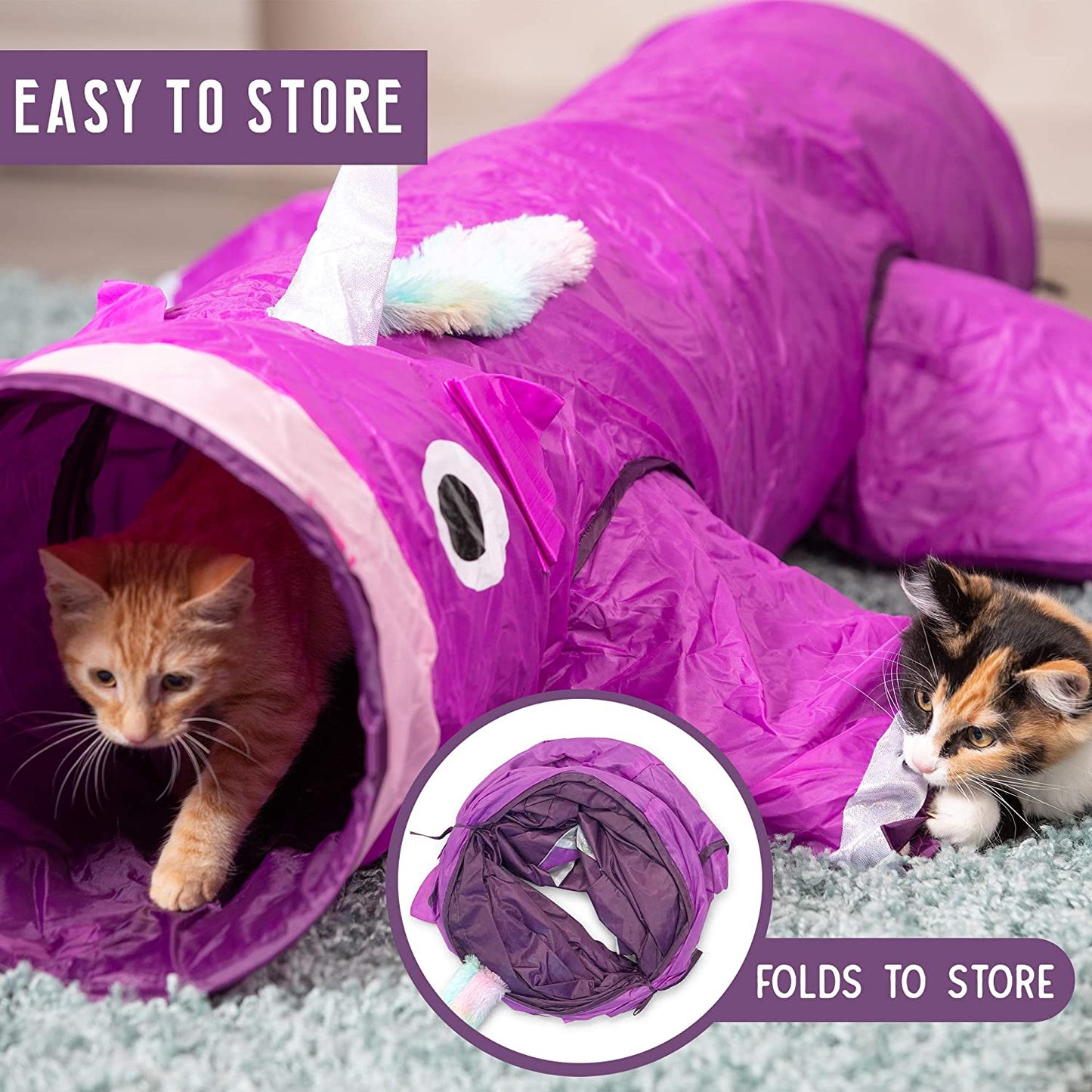 Magic Mewnicorn Multi Tunnel Toy with Crinkle Feather String