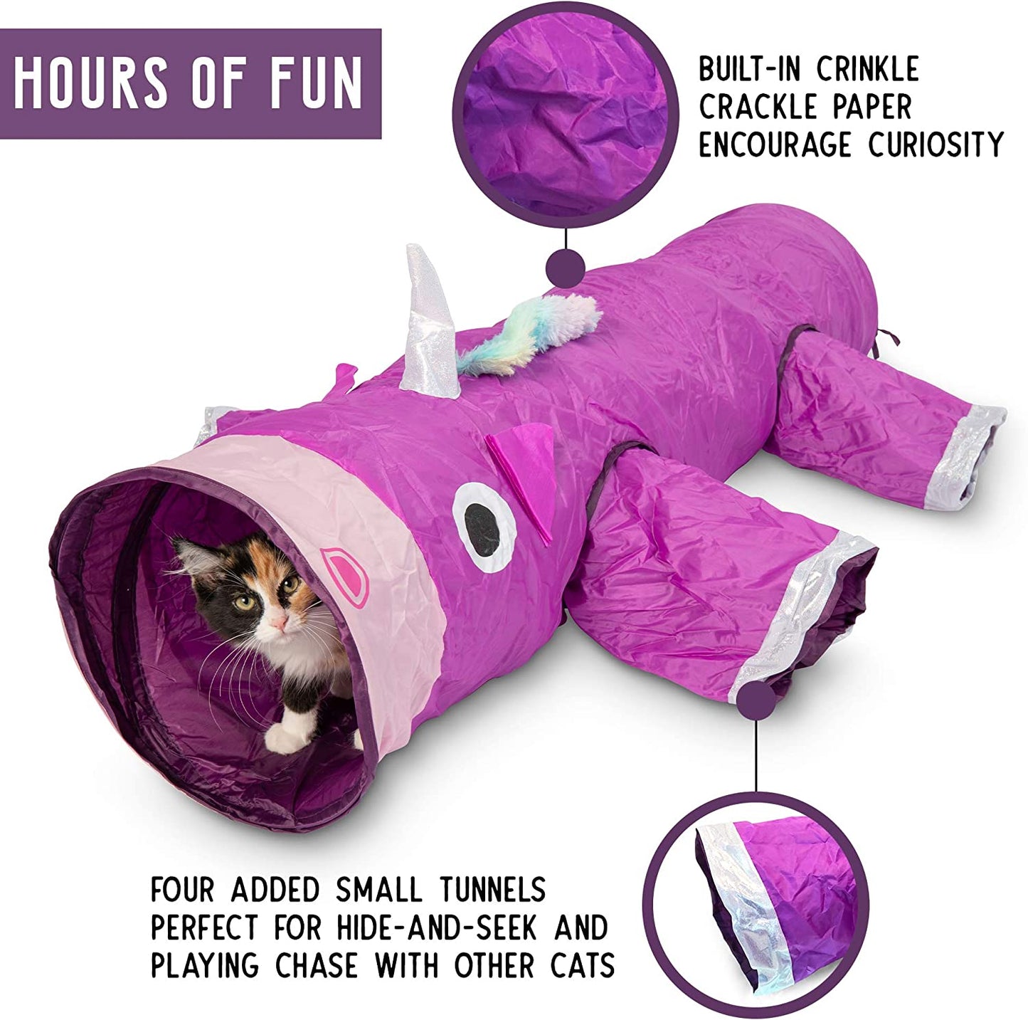Magic Mewnicorn Multi Tunnel Toy with Crinkle Feather String