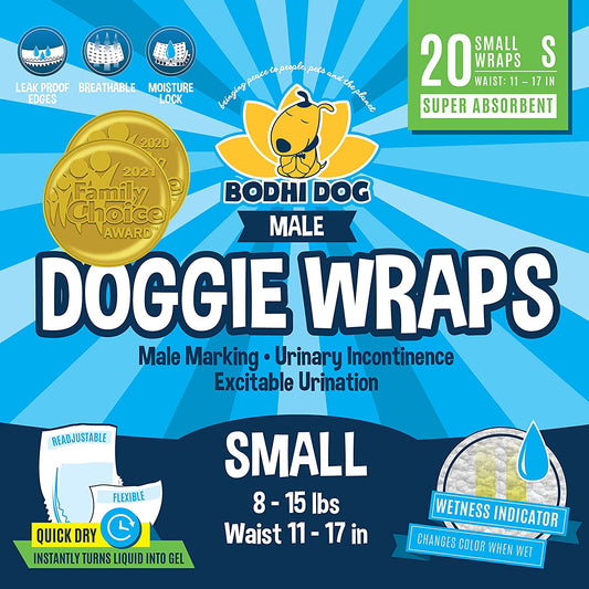 20 Count Disposable Male Dog Diapers - Adjustable Fit, Comfortable Design, Advanced Moisture Control, and Wetness Indicator