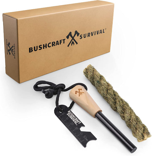 Ferro Rod Fire Starter Kit & Backpacking Multitool | Flint and Steel Striker | Waterproof Magnesium Farrow Rod Tool 