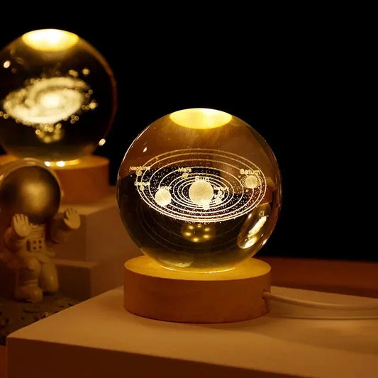 USB LED Night Light, Galaxy Crystal Ball, 3D Planet Moon Lamp, Home Decoration