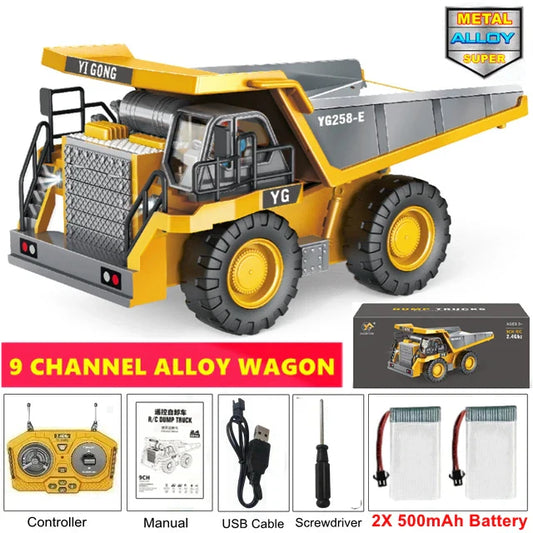 Remote Control Excavator 4X4 Alloy Dump Truck Bulldozer Radio Model RC Car Construction Vehicle Toy Children Kids Gifts