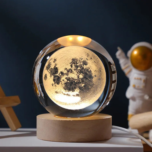 USB LED Night Light, Galaxy Crystal Ball, 3D Planet Moon Lamp, Home Decoration